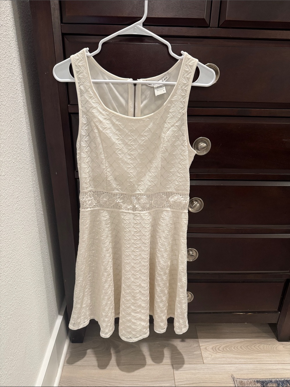 American Rag Cream Sleeveless Lace-Detail Fit & Flare Midi Dress